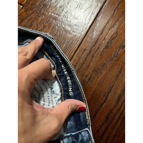 American Eagle Women’s super high rise leggings skinny Jeans Blue sz 2 Short - Picture 4 of 9